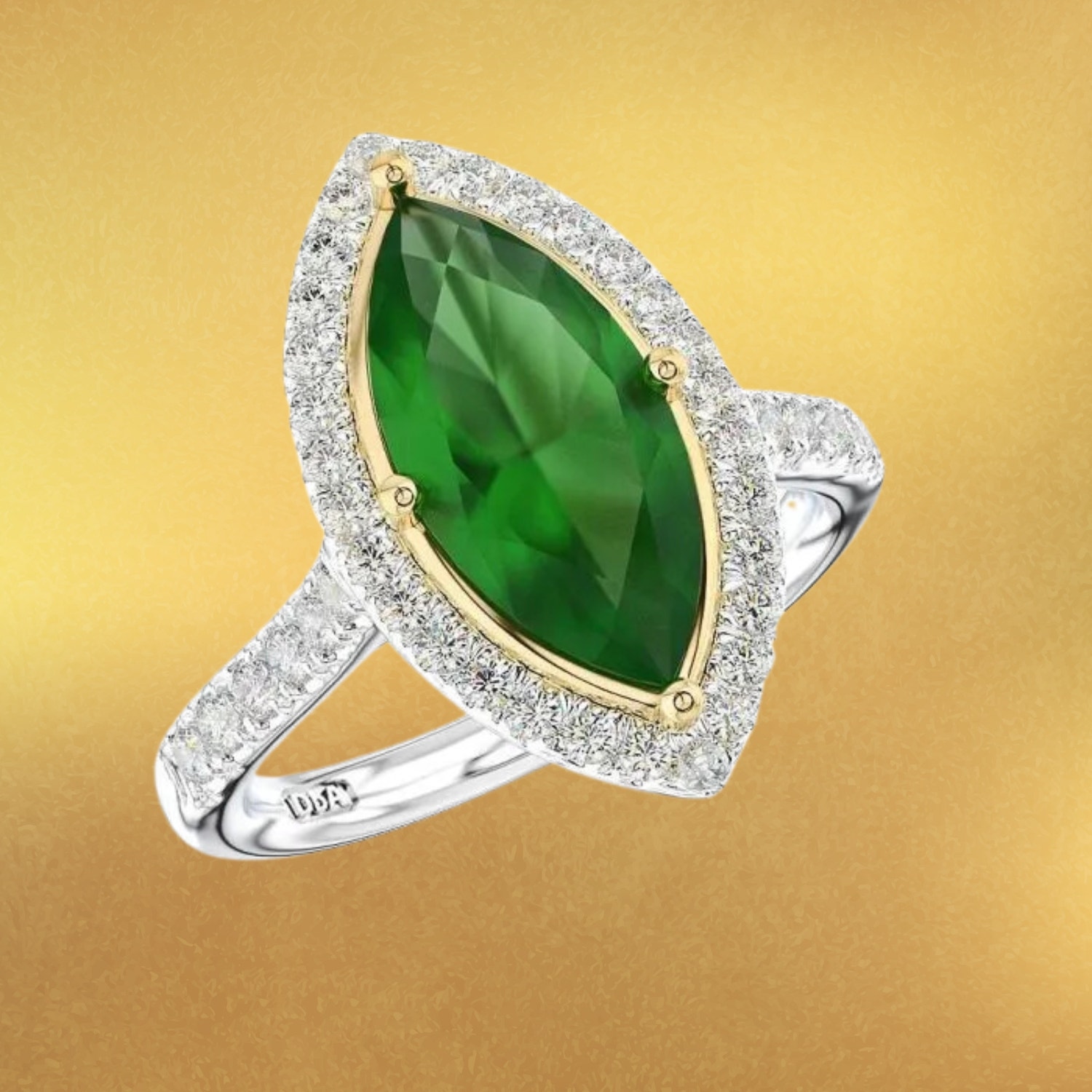 Weir Collection Green Tourmaline marquise cut dress ring in Platinum